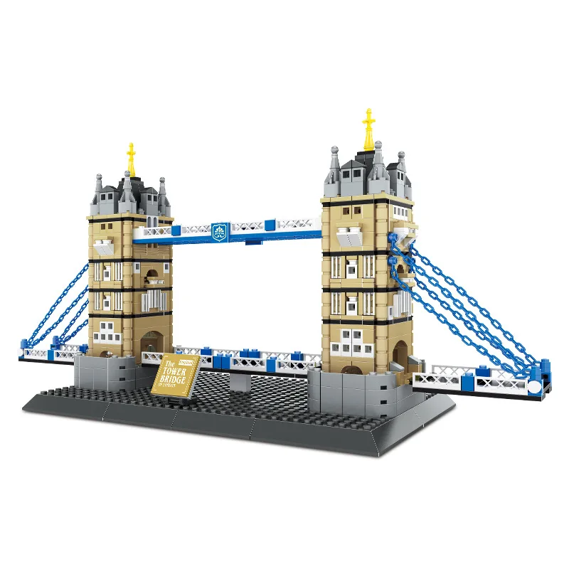 The Twin Towers Bridge in London, UK is compatible with small particle building blocks and puzzle toys for children to assemble