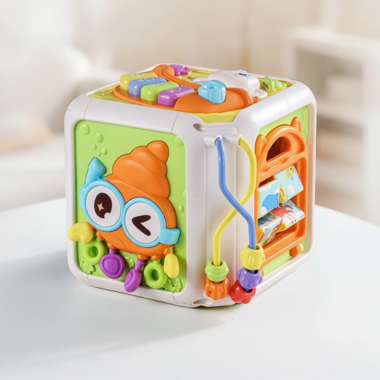 

Learning Cube with Sea Creature Theme Interactive Motor Skills Toy with Beads Activity Polyhedron Multi-Sided Sensory