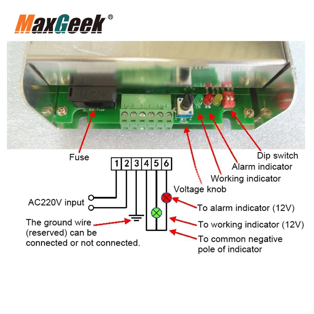 Maxgeek CX-100A 16KV High Voltage Power Supply High and Low Voltage Output for Oil Fume Purifier