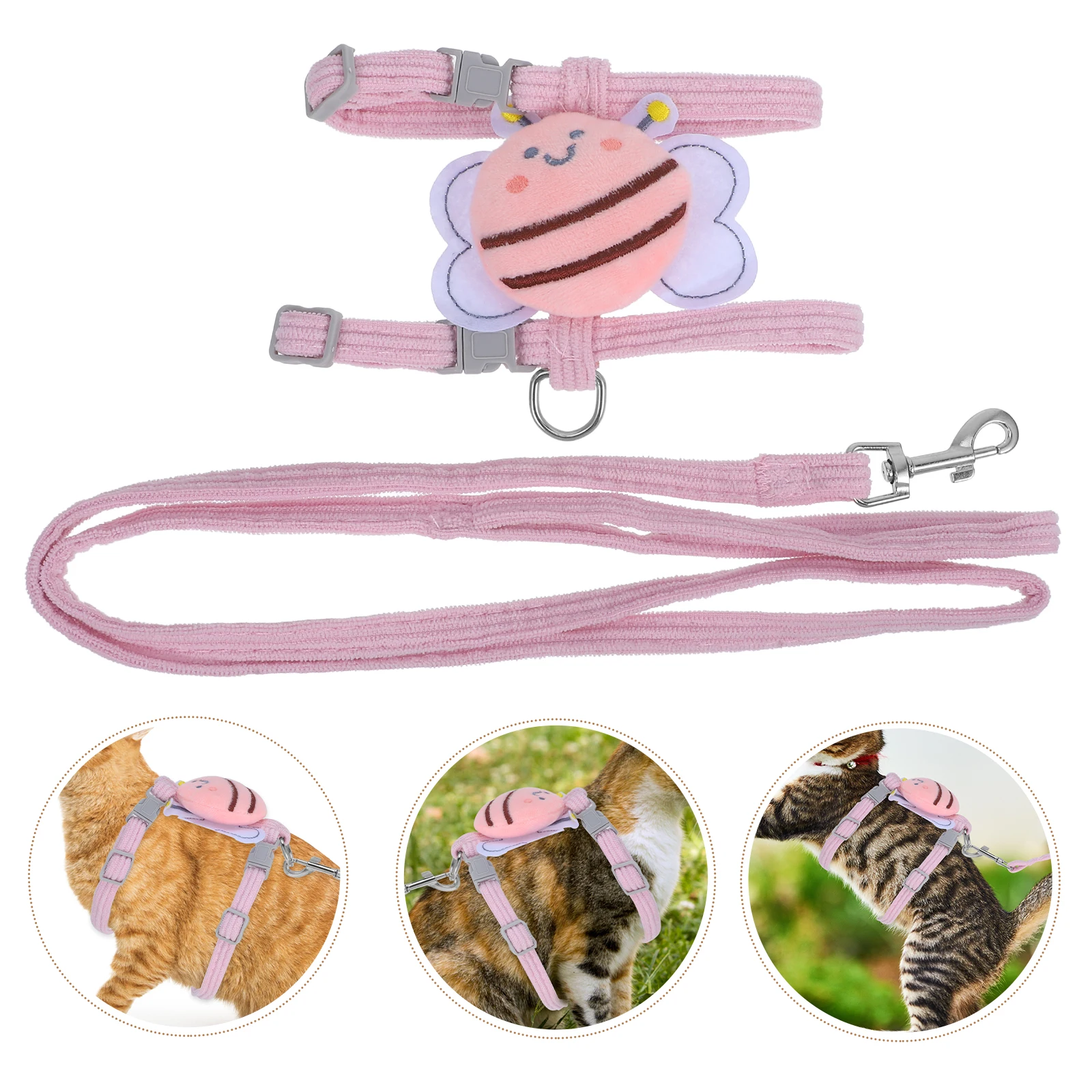 

1 set 1 Set Cat Harness Puppy Vest Dog Walking Adjustable Leash Wear Resistant Light Pet Accessory Traction Rope M Size