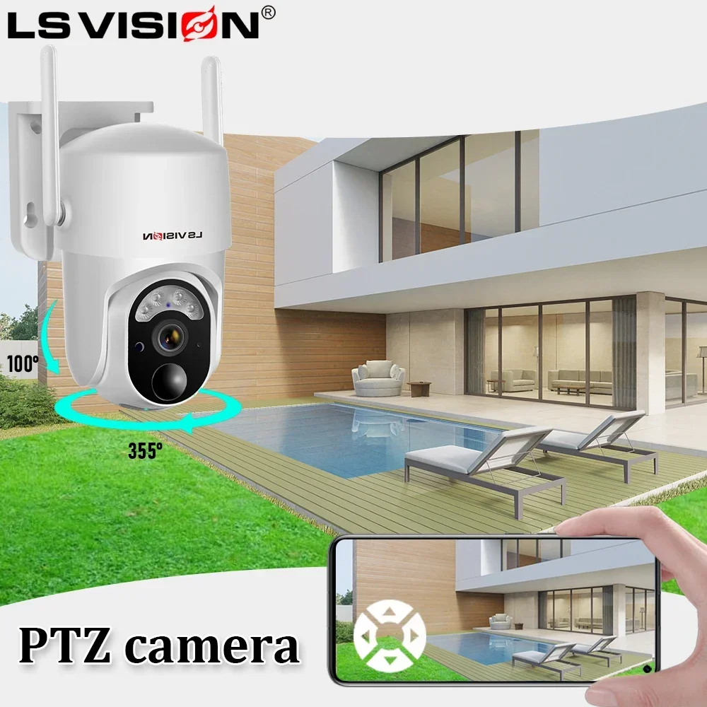 LS VISION 4MP Solar Wireless Security Camera Outdoor Solar Monitor Camera Night Vision Color Camera PIR Detection Wi-Fi/4G Cam