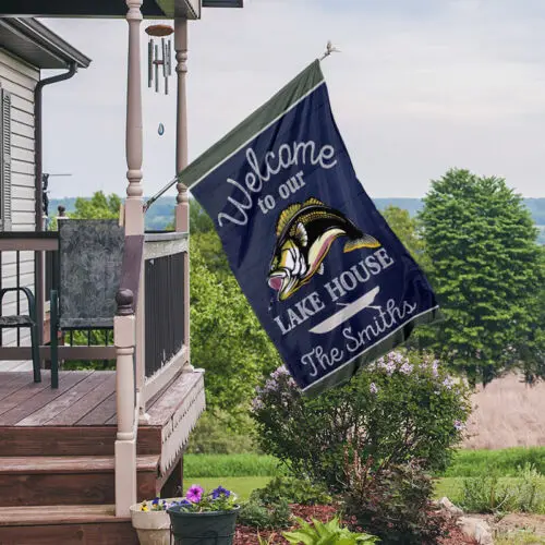 Personalized Welcome To The Lake House Flag,  Custom Lake House Welcome Flag LLK ZZU hhz
