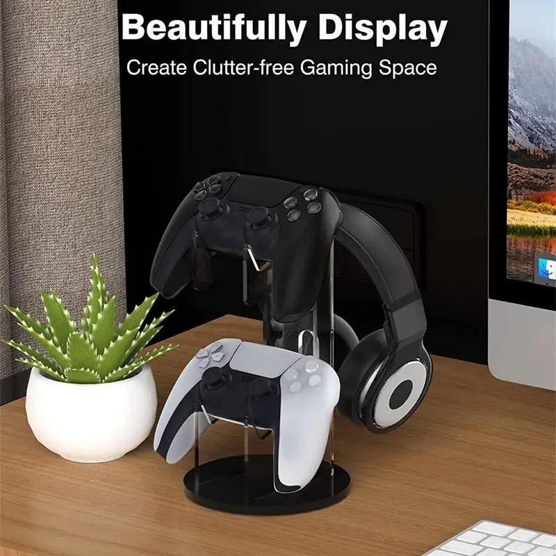 Controller Holder Stand Controller Organizer For Table 2 Tiers Acrylic Universal Controller Display Stand Headset Holder & Desk