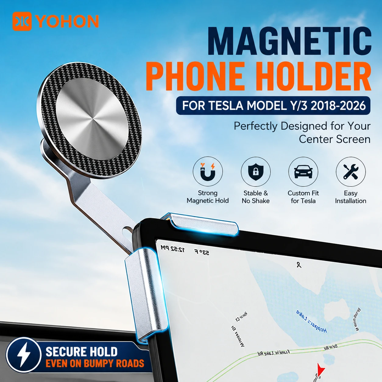 MagSafe Magnetic Touchscreen Car Phone Holder Mount for Tesla Model Y Model 3 2018-2026 Adjustable Foldable Accessories