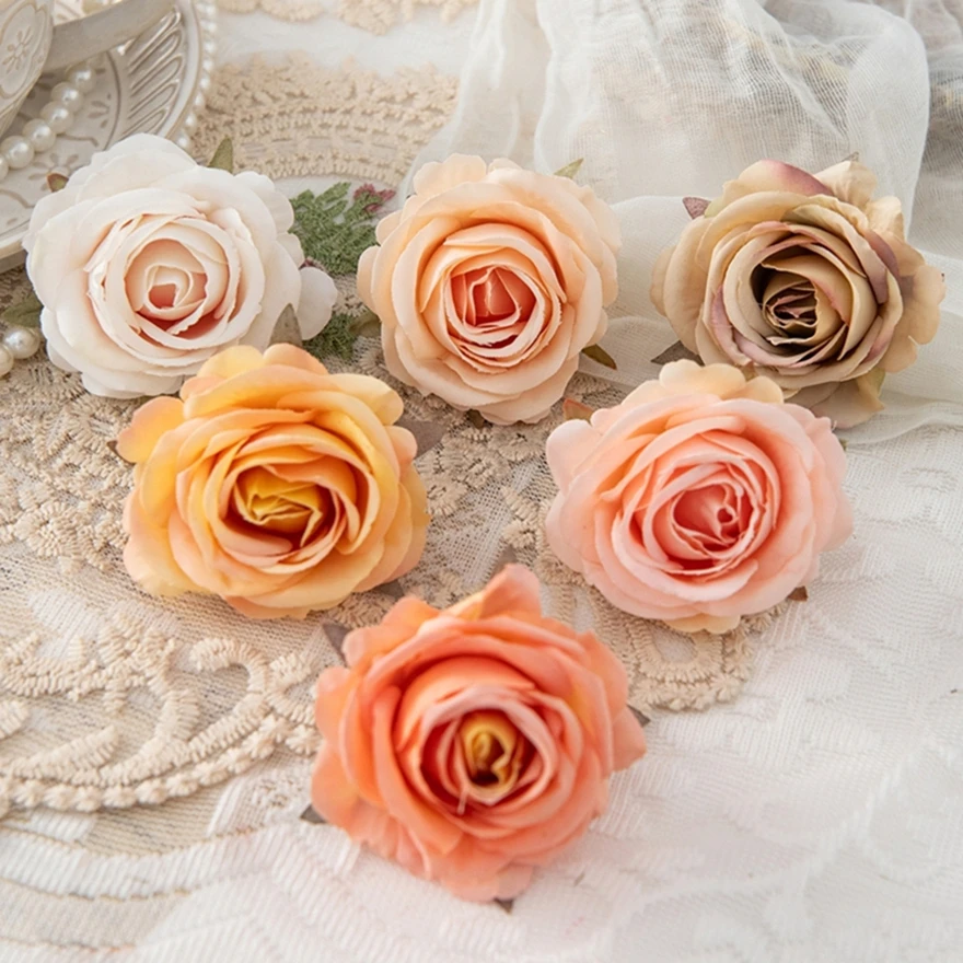 

50/100PCS Artificial Flowers Flannel Rose Silk Home Room Table Decor Wedding Bride Accessory Headwear DIY Craft Delicate Garnish