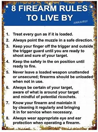 Y1,Retro Metal tin Sign Funny Firearm Rules Plaque Iron Painting Warning Cafe Pub Bar Gaming Room Wedding Gift For Home Cav