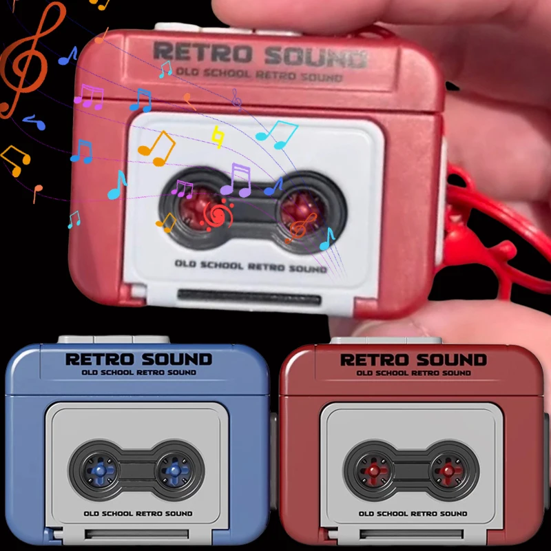 Vintage Mini Tape Recorder Couple Gift Keychain Recordable Mini Retro Cassette Recorder Classic Fun Red and Blue Couple Gifts