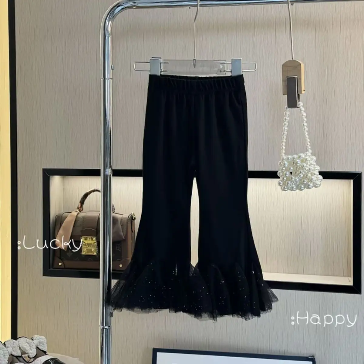 New Fashion Versatile Outfit for Girls 2026 Trendy Baby Ruffled Petal Edge Tank Top Two-Piece Flared Pants Set