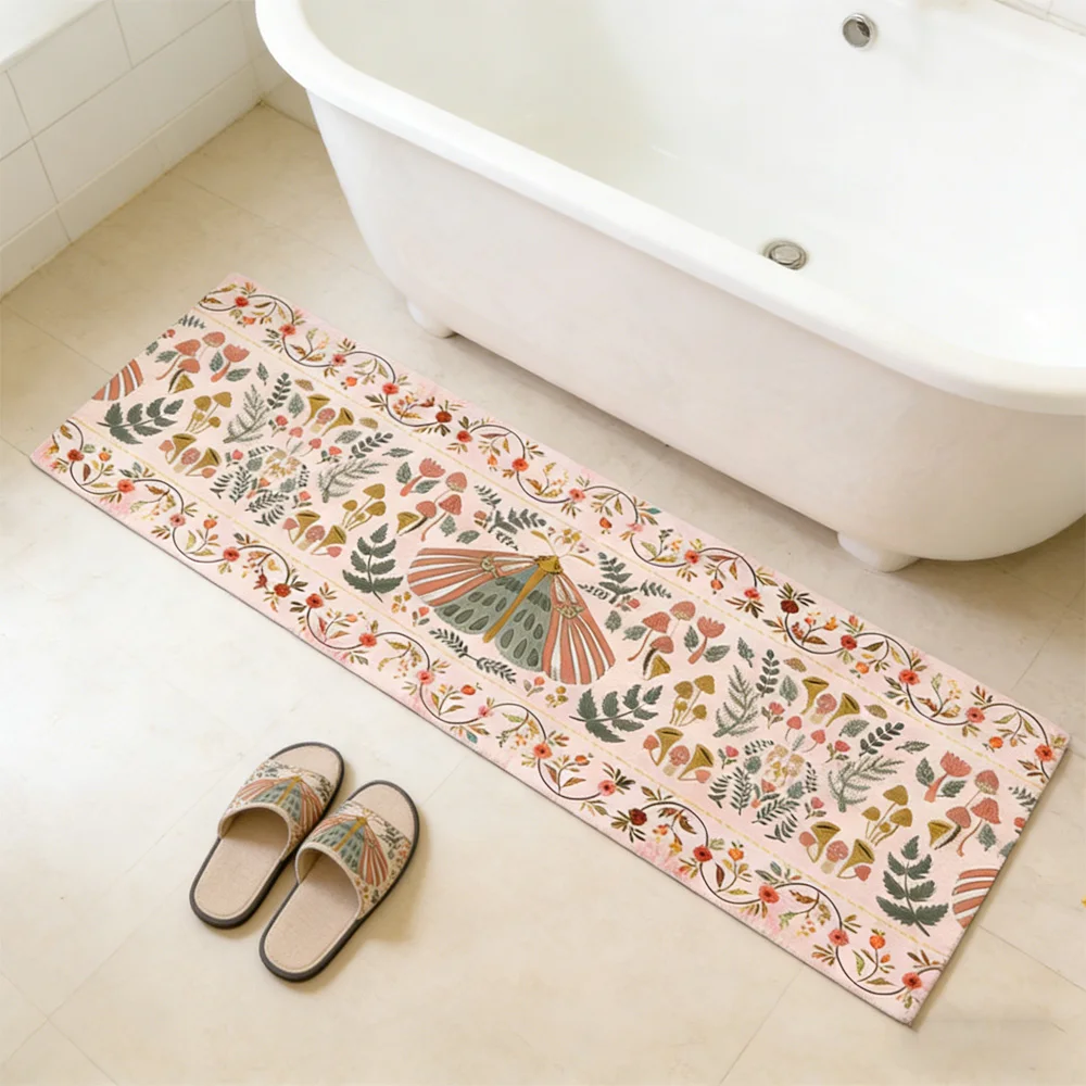 2pcs Bohemian-Style Doormat Set Crystal Velvet Rug Non-Slip Absorbent Mat Ideal for Kitchen, Bathroom, Entryway, and Home Decor
