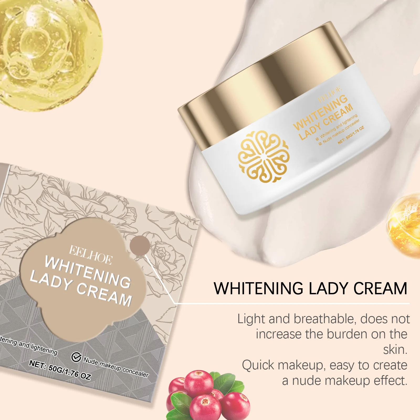 イールホー ビタミンE配合メイクアップクリーム 持続性のあるオイルコントロール くまを消す フルカバー コントゥア 明るく保つ 軽量ファンデーション