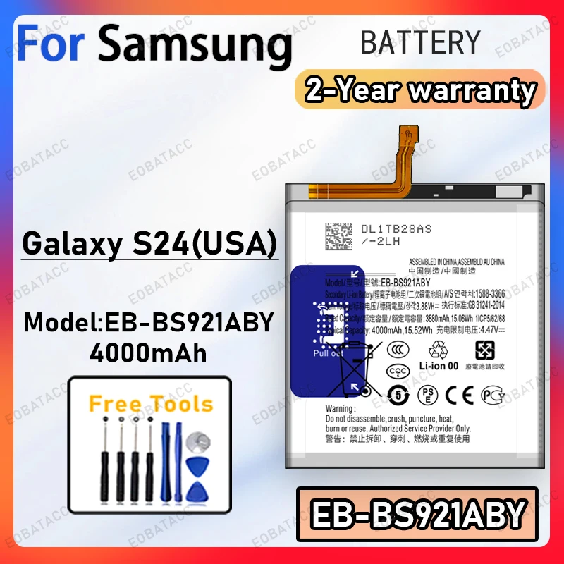 Brand New High Quality Zero Cycle Battery EB-BS921ABY For Samsung Galaxy S24(USA) +Free Tools