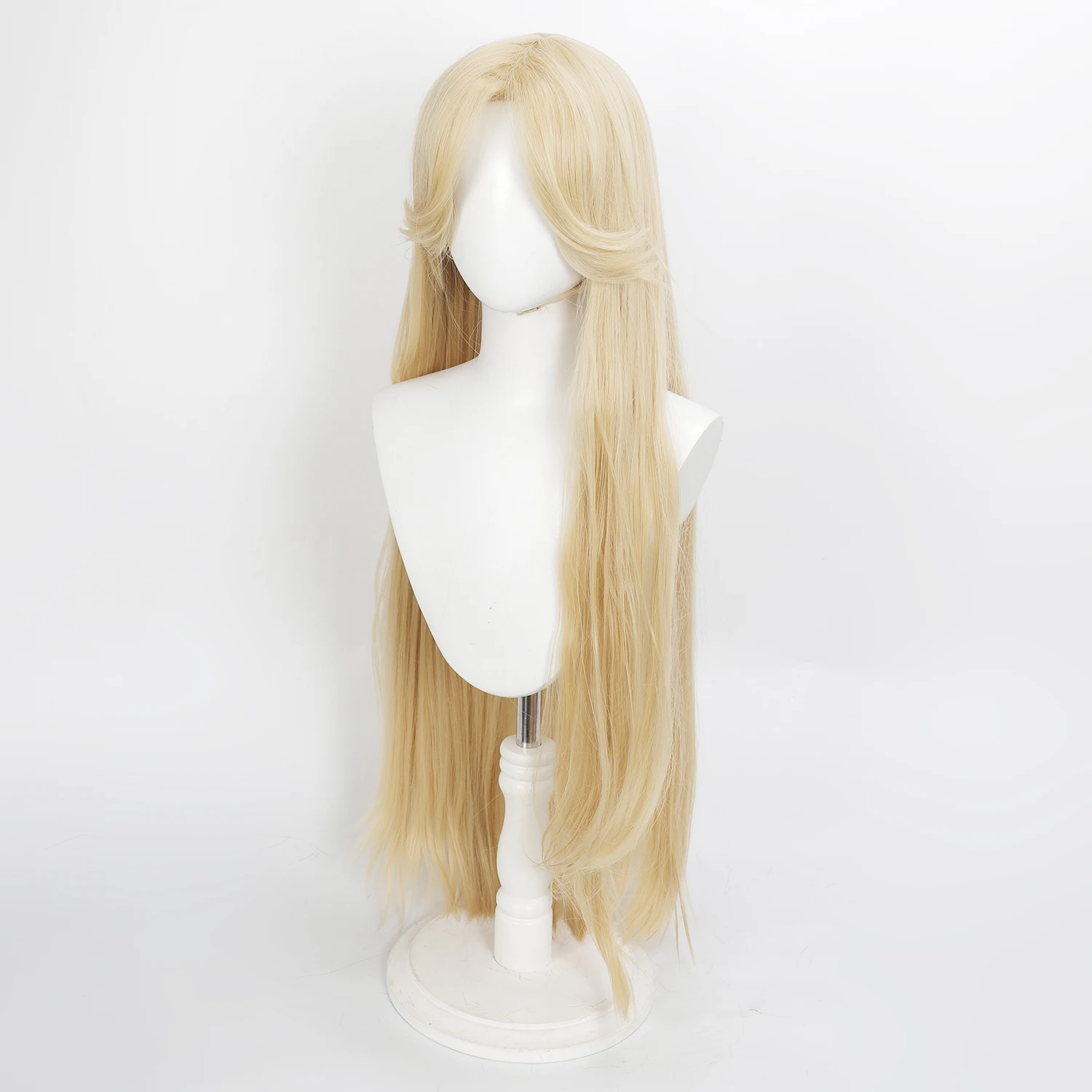 32inch Long Wavy Blonde Synthetic Wig Heat Resistant Cosplay Hair for Princess Themed Costume Party image 4