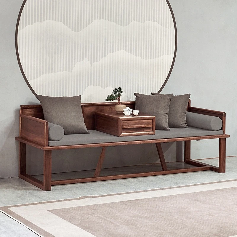 

Solid wood sofa couch living room modern elm chaise longue couch