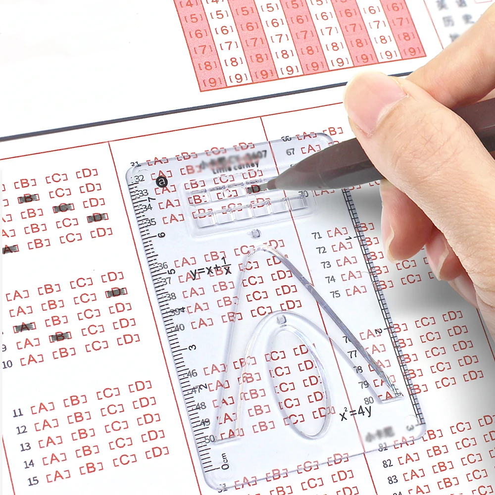مجموعة مسطرة متعددة الوظائف مكونة من 8 قطع للهندسة الرياضية ورسومات الوظائف وهندسة الرسم والمسطرة