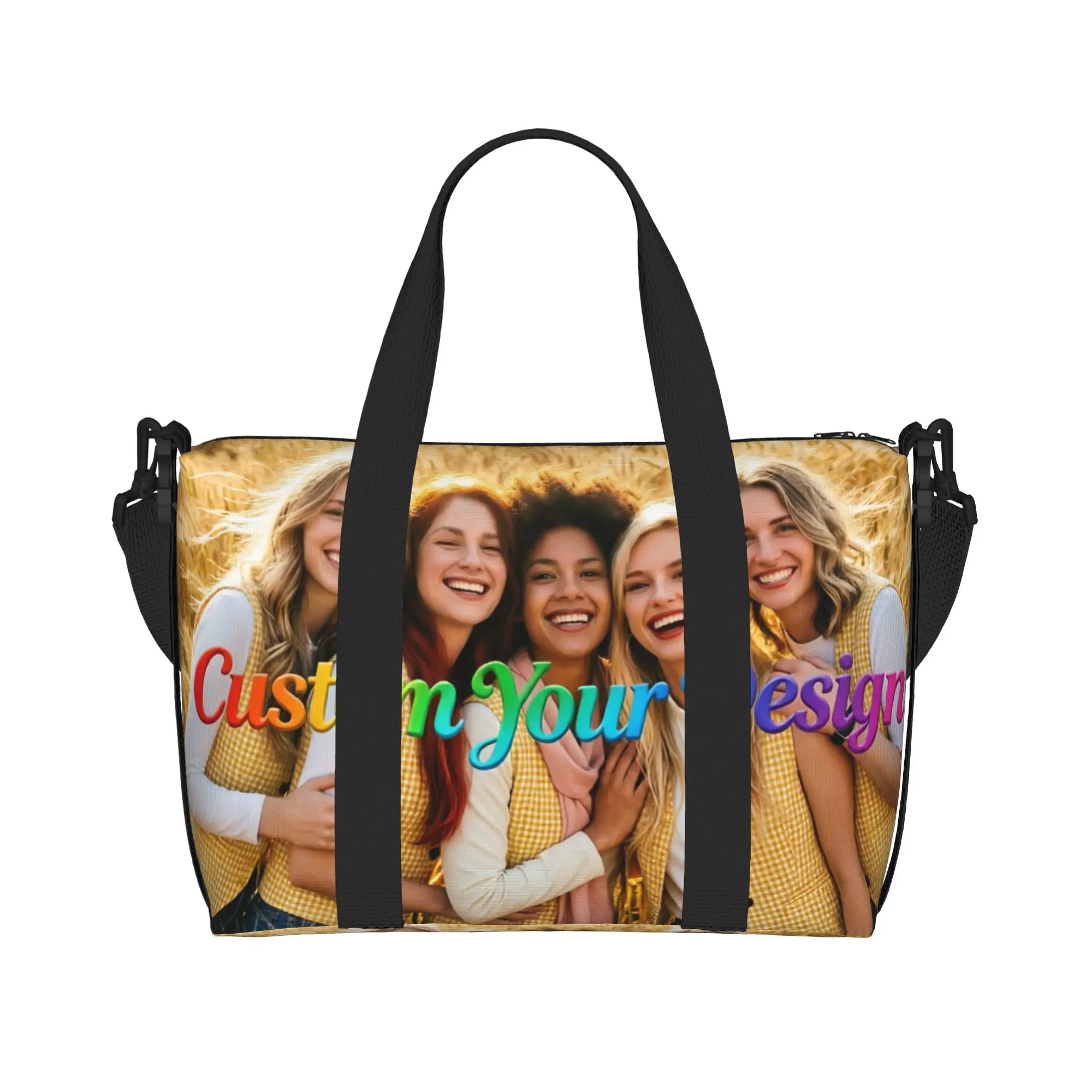 Custom Your Design Logo Grocery Tote Shopping Bags Women Large Capacity Customized Text Gym Beach Travel Bags