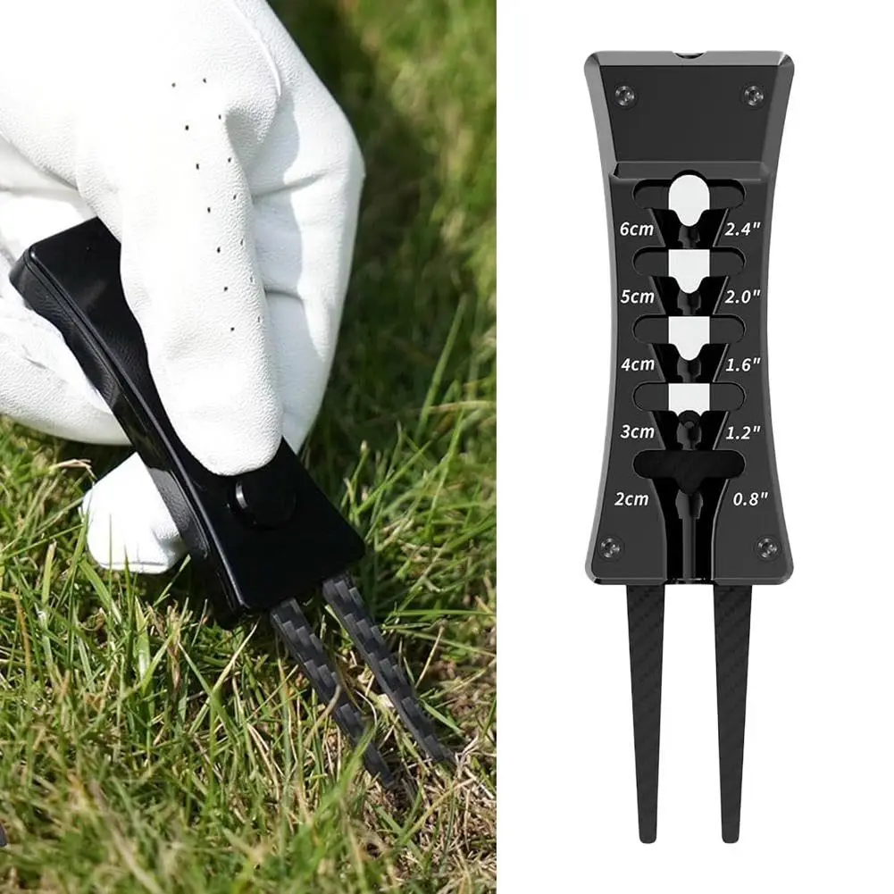 

Регулятор высоты футболки для гольфа с инструментом для ремонта Divot 3-в-1 из углеродного волокна, зеленая вилка Divot, установщик высоты, лифт, держатель футболки для гольфа