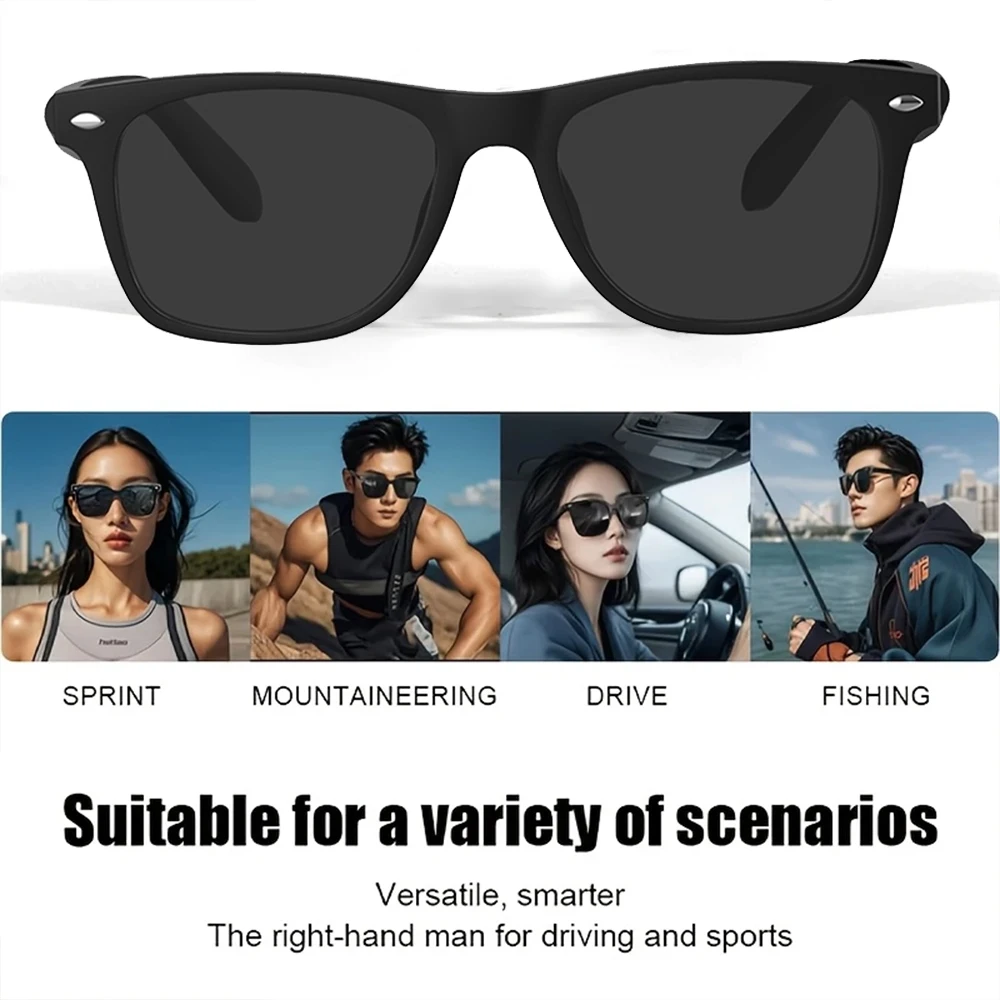 SENBONO Smart Glasses Camera Control Bluetooth Call Music Control Open Listening Design Polarized Lenses Smart Sunglasses