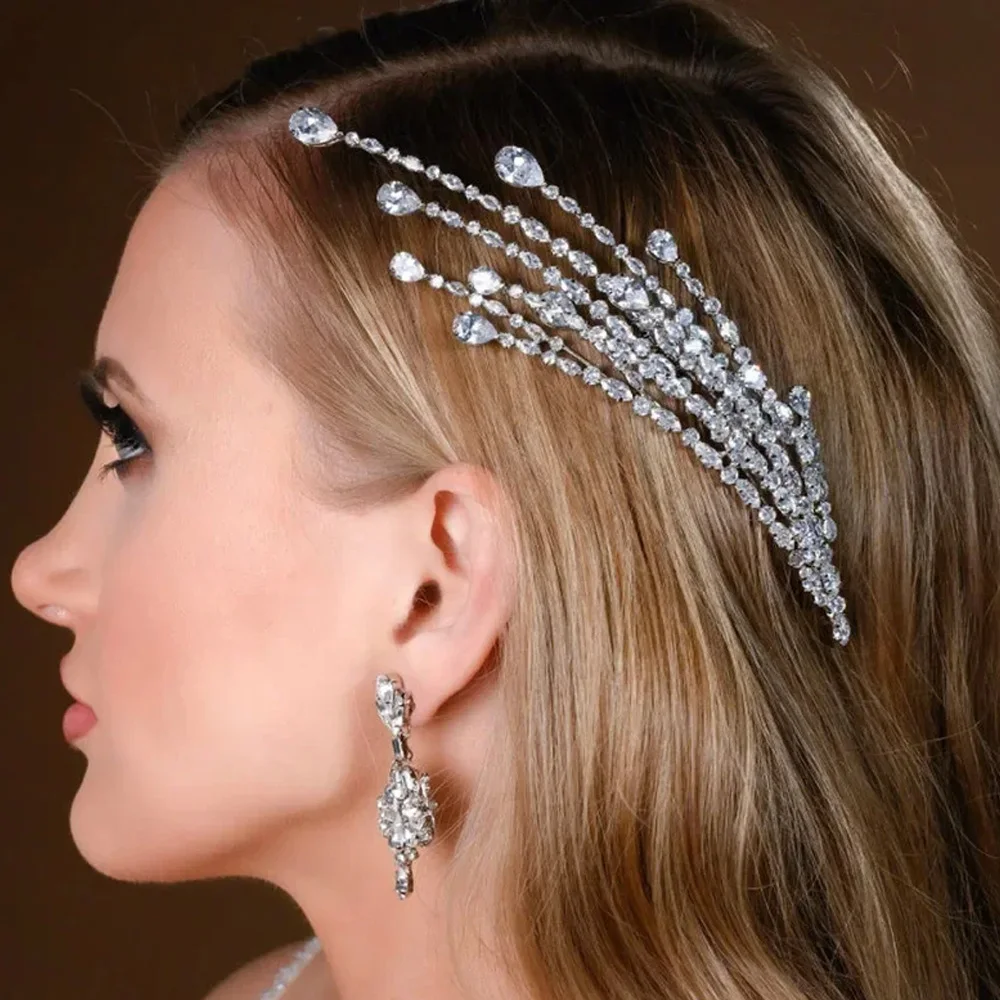 Stonefans Luxury Trendy Charm Sparkling Fashion Cubic Zirconia Bridal Hair Comb Wedding Women Girls CZ Jewelry Hair Accessories