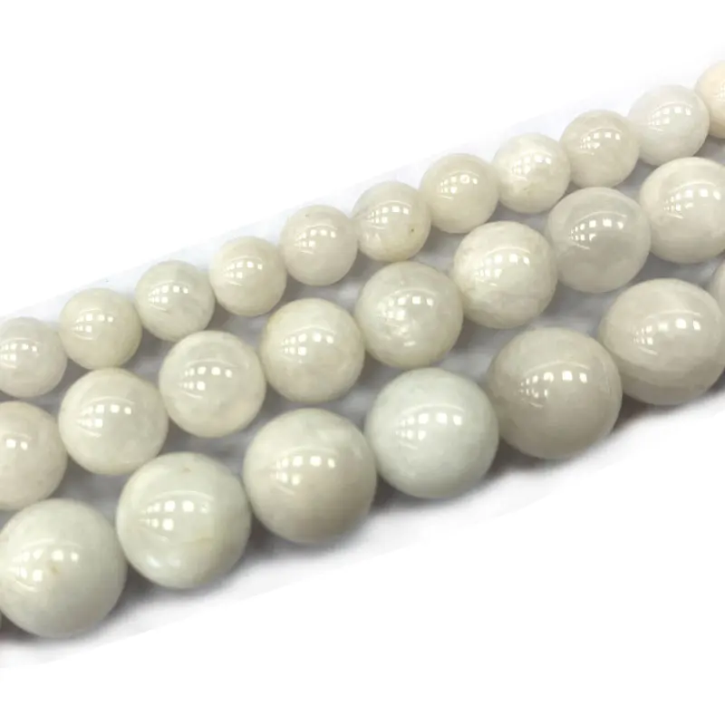 

Fine 100% Natural Round Gemstone Beads White Moonstone DIY Women's Bracelet Necklace for Jewelry Making Charms 6/8/10MM 15''