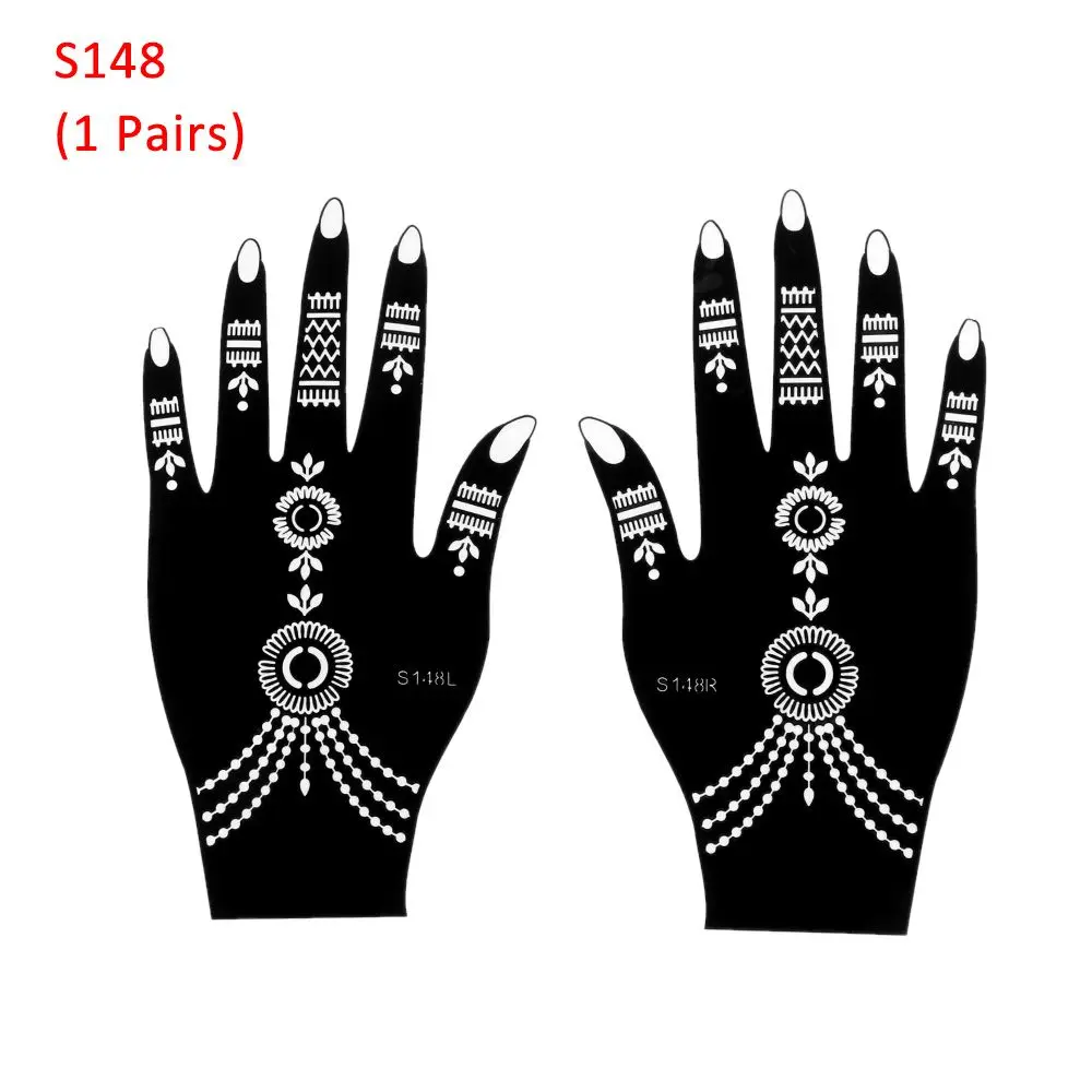 1 Pair Fashion Beauty Mehndi Indian Style DIY Body Art  Stencils Henna Template Sticker Temporary Hand Decal