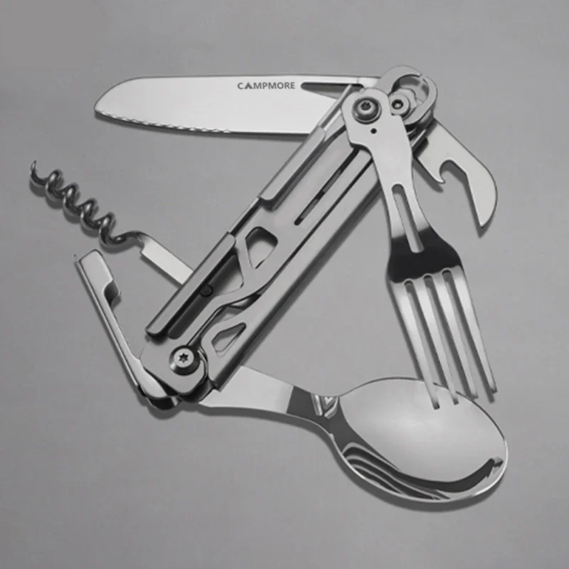 Outdoor Tableware Multi-function Portable Knife Fork Spoon Bottle Opener Foldable Cutlery Camping Equipment image 6