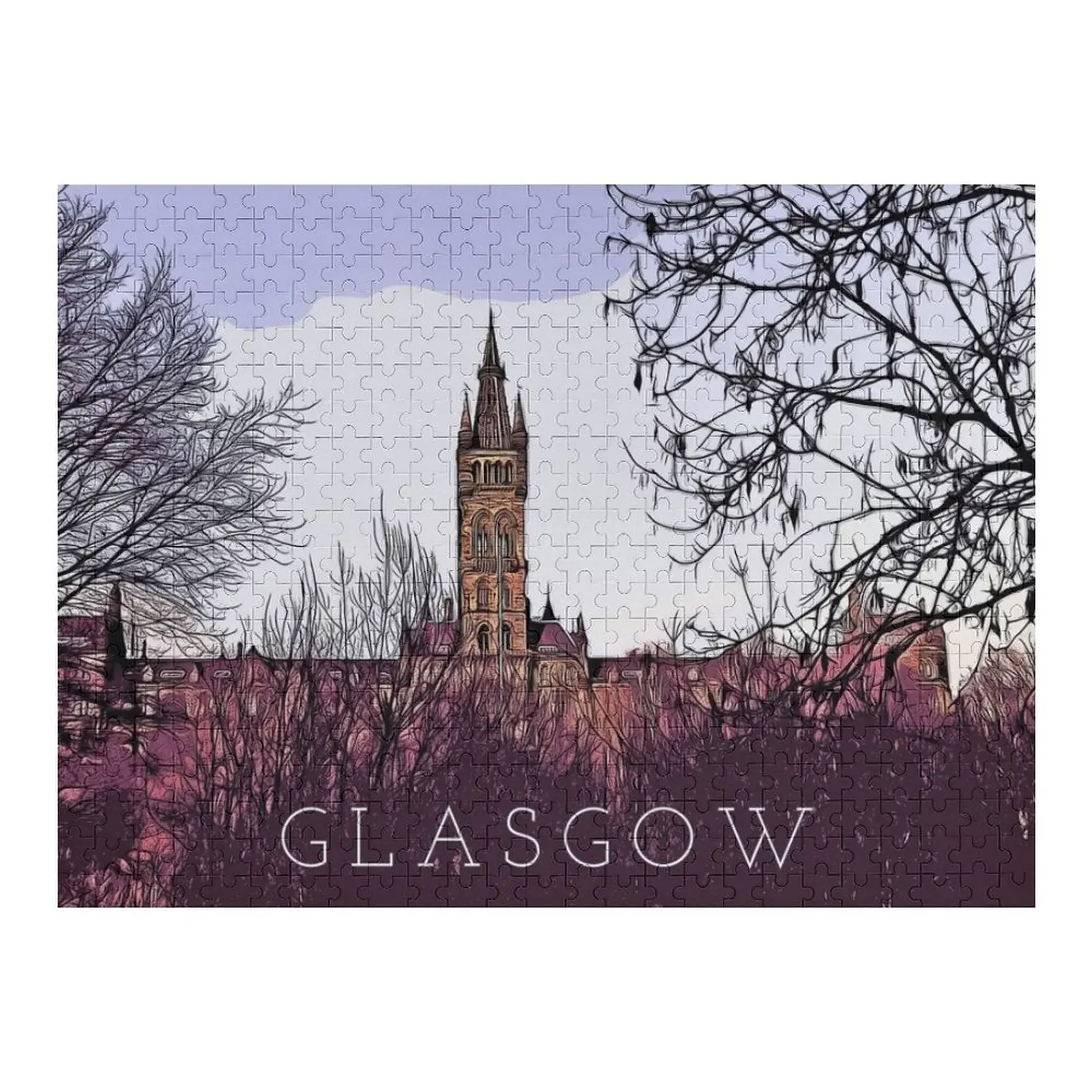 

Glasgow University Illustration Jigsaw Puzzle Personalized Kids Gifts Wooden Boxes Custom Jigsaw Personalised Puzzle