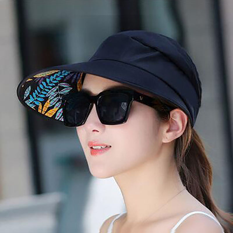  Women\'s outdoor beach black pink red wide brim big sun hat block shade golf caps visor protection female hat for women girl
