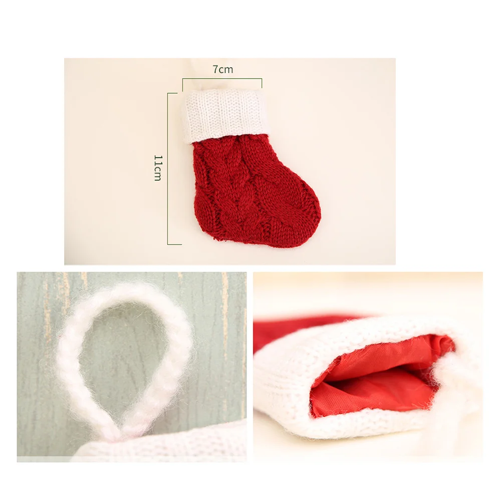 

4Pcs Christmas Fork Spoon Bags Reusable Knit Tableware Holders Silverware Socks Holiday Dinner Decor Festive Ornament Set