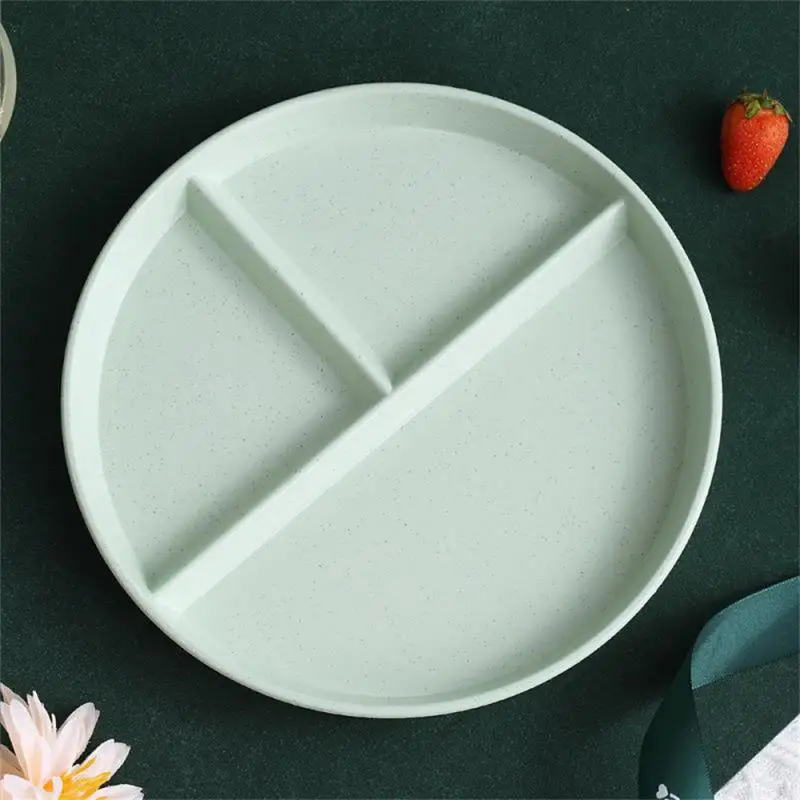 Three-Grid Western Compartment Plate For Food Fruit Salad Divided Plate Wheat Straw Diet Meal Plate Food Tray Kitchen Dinnerware