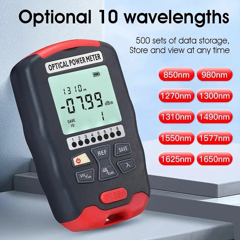 COMPTYCO AUA-D50 All in one Optical Power Meter (OPM) Visual Fault Locator (1/10/15/30/50MW VFL) FTTH Fiber Optic Testing Tool