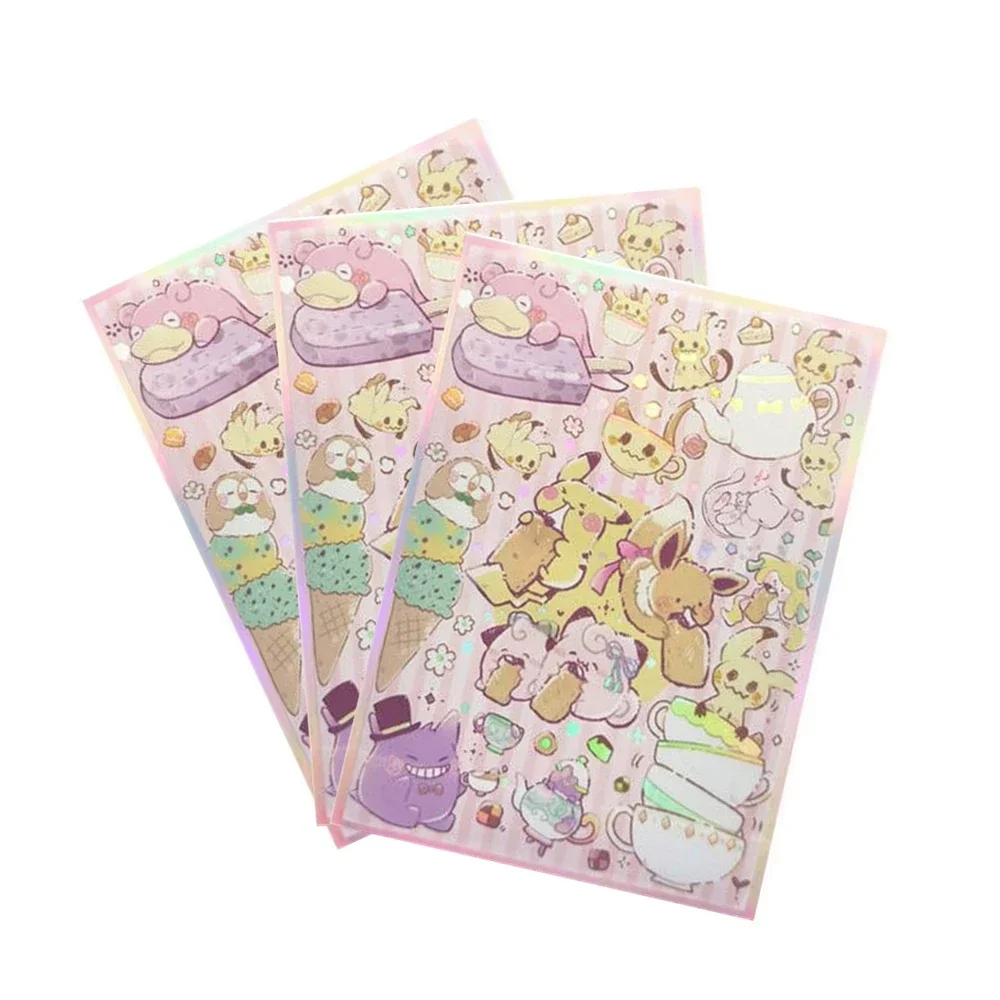 

50-120Pcs/set Pocket Monsters Card Sleeves Cartoon Cute Pikachu Eevee Cartoon Laser for Otcg Ygo Mtg Card Boy Gift