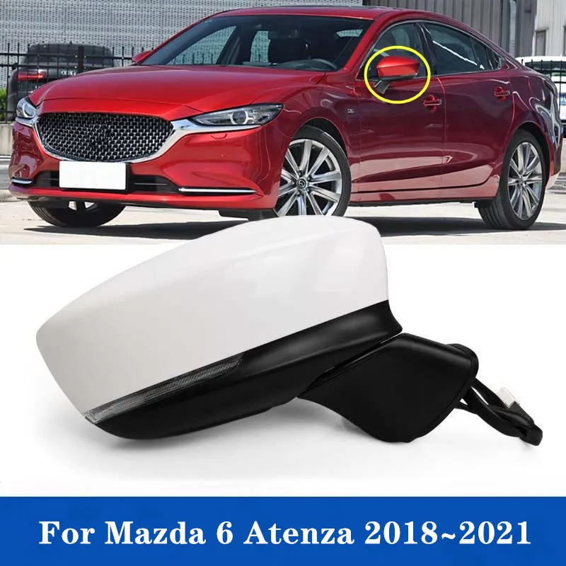 Car Outer Rearview Side Mirror Assy For Mazda 6 Atenza 2018 2019 2020 2021 7/8/9 PINS With Electric Folding