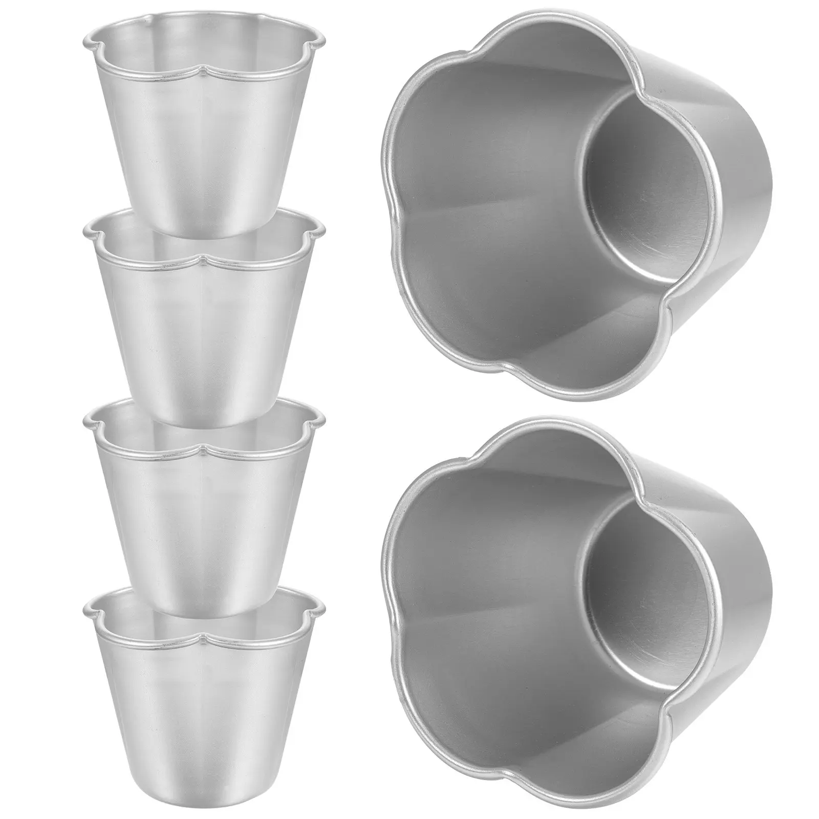 

6Pcs Egg Tart Mold Baking Tool Heavy-Duty Aluminum Alloy Cake Mould for Pies Puddings Cupcakes Tartlets Non-Stick Easy Clean