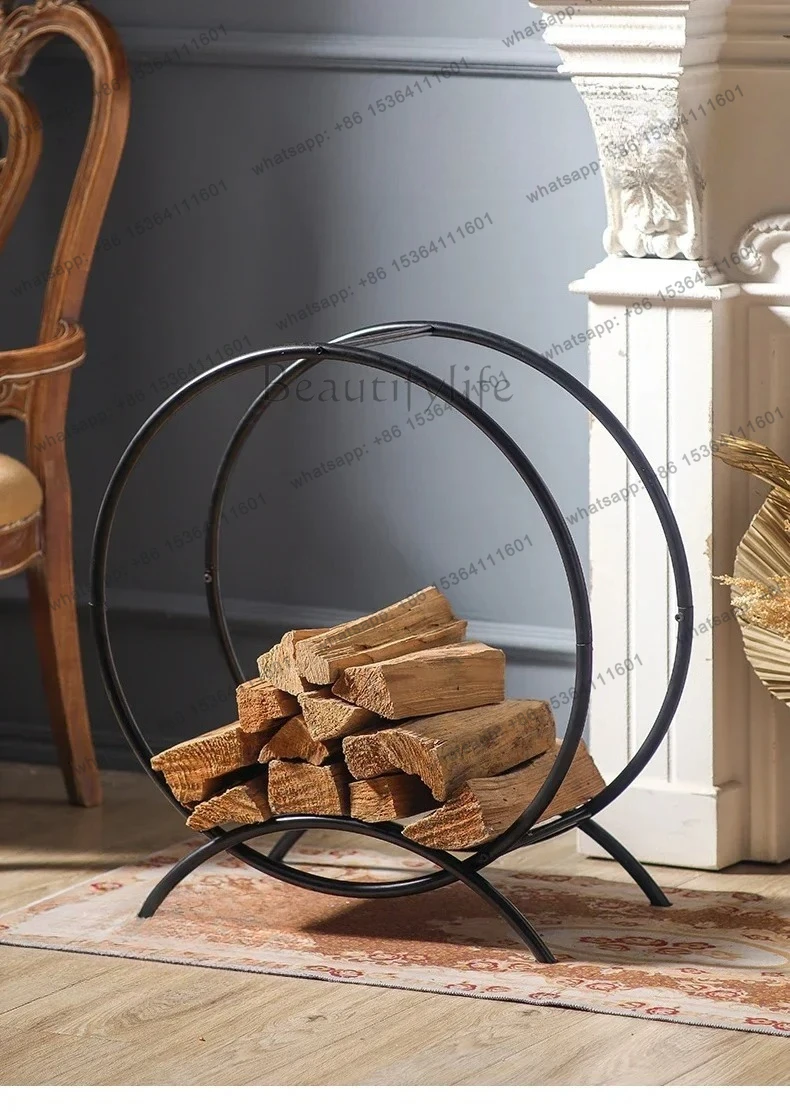 Fireplace Decoration, Firewood Shelves, Household Wrought Iron Storage, Villa Firewood Storage, Wooden Shelves Stacked