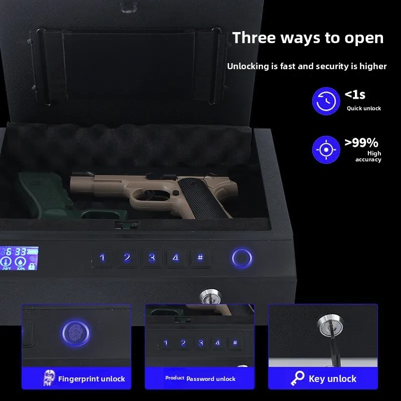 Fingerprint Electronic Lock Gun Safe Portable Mini Digital Display Home Car Security Box