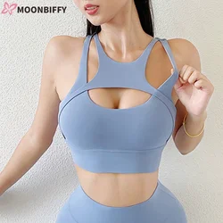 Sexy Woman Sports Bra Fitness Hollow Top High Strength Gathering Shockproof Underwear Naked Feeling Workout Yoga Vest Gym Women