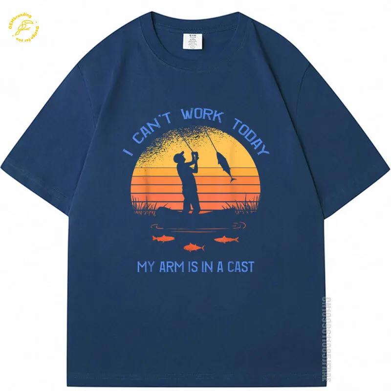 تي شيرت صياد السمك لا أستطيع العمل اليوم ذراعتي في مصبوب مضحك الرجال التي شيرت المتضخم تي شيرت Aliexpress فرنسا اسبانيا العلامة التجارية الفاخرة