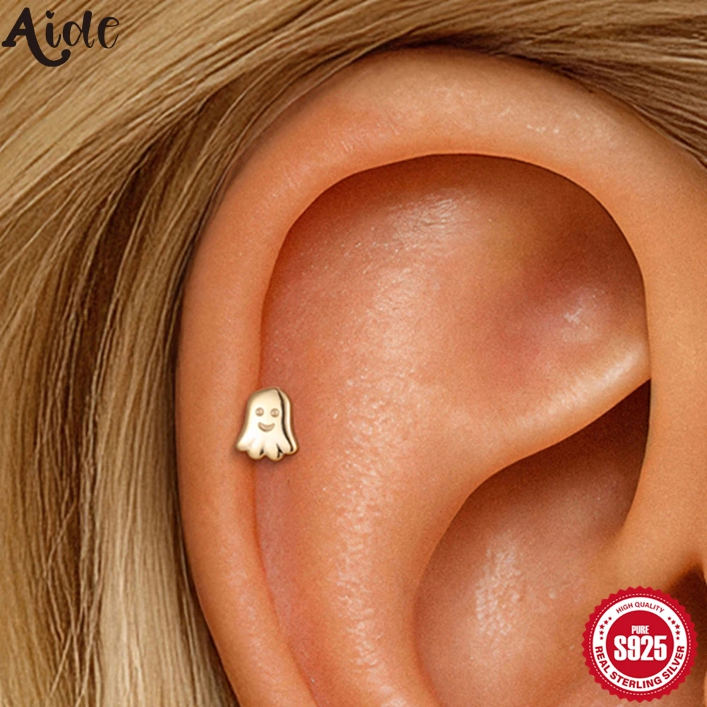 Aide 1piece 925 Sterling Silver Halloween Combination Earrings for Women Spiders Pumpkins Bats Ghost Earring Party Jewelry Gifts