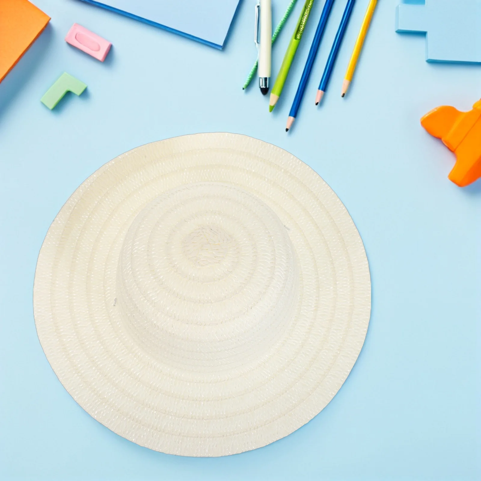 

12pcs Blank Straw Hats 6.5Inch Brim Diy Painting Sun Hat Craft Dress Farmer Costume Accessory