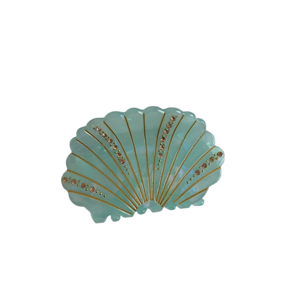 

Acetic Acid Acetate Shell Hair Claw Jewelry Non-slip Shell Shark Clip Acrylic Shiny Rhinestone Crab Clip Back of The Head