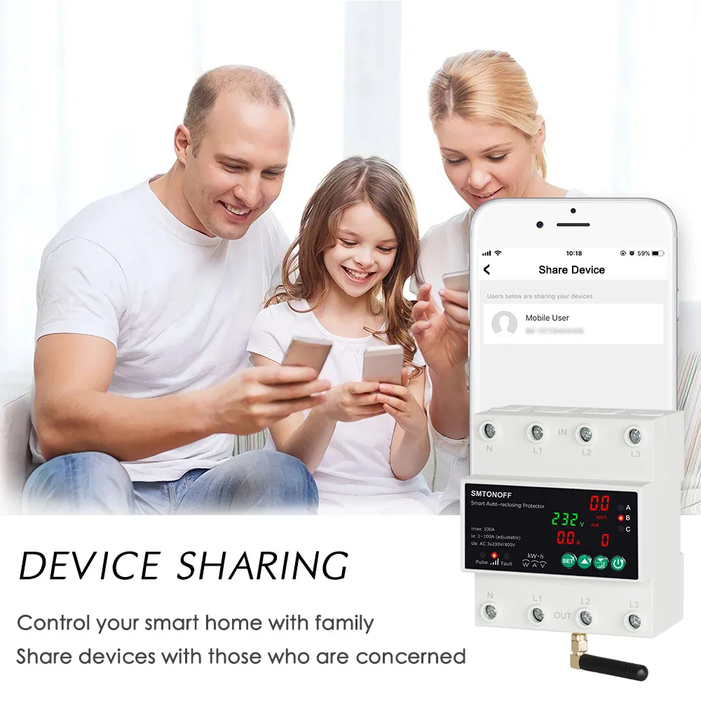 Tuya WiFi Drei Phase 4P 100A Auto-Wiedereinschaltung Über Unter Spannung Schutz Prepaid Meter Timer Schalter Stimme fernbedienung – Detail 18