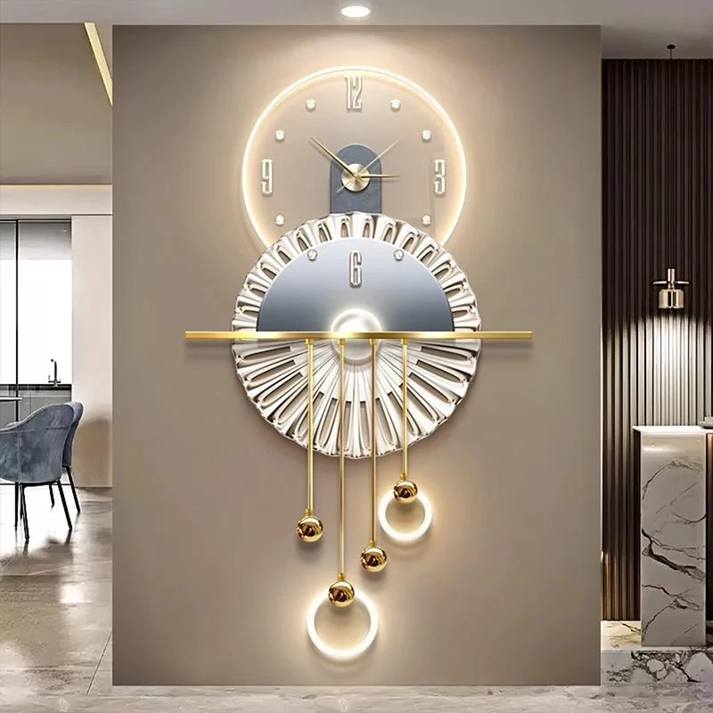 

Art Deco Acrylic Crystal Porcelain Metal Lamp Light Clock Functional Electric Hanging Design