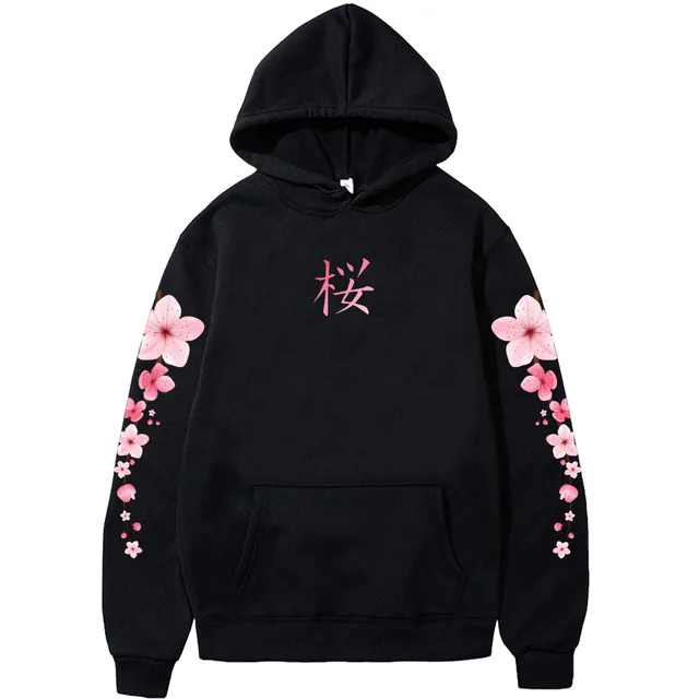 Japanese Blossom Sakura Graphic Hoodies Long Sleeve Winter Hooded Sweatshirts Casual Women/Men Wygodne pulowery z kieszenią