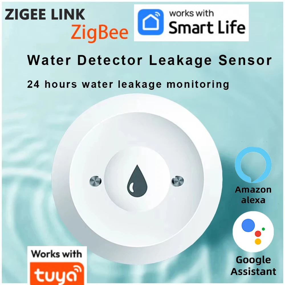 تويا زيجبي مستشعر تسرب المياه كاشف تجاوز الفيضانات إنذار التطبيق مراقب عن بعد أليكسا جوجل المنزل للمطبخ الحمام الطابق السفلي