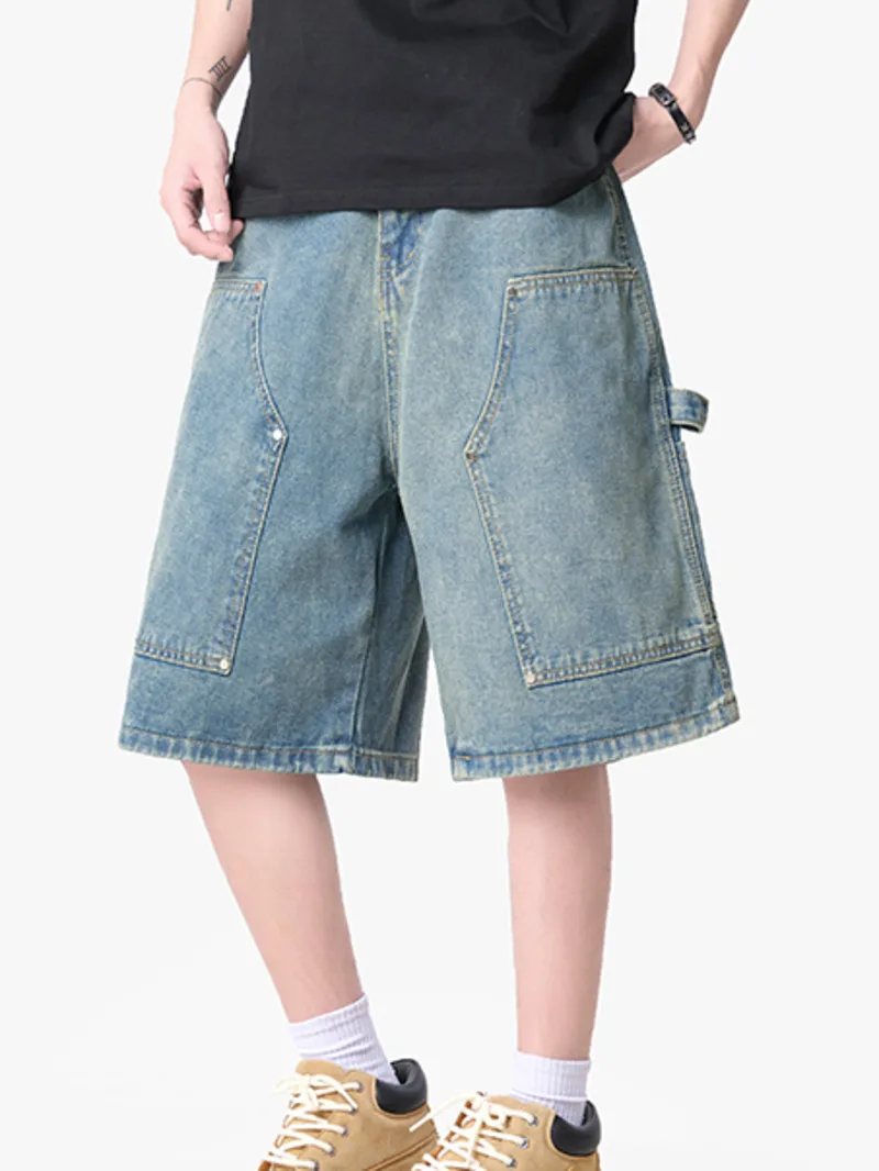 

Workwear Men's Denim Shorts Multi Pocket Wide Leg Baggy Fit Casual Summer Streetwear Casual Cargo Jeans 9X3WFF