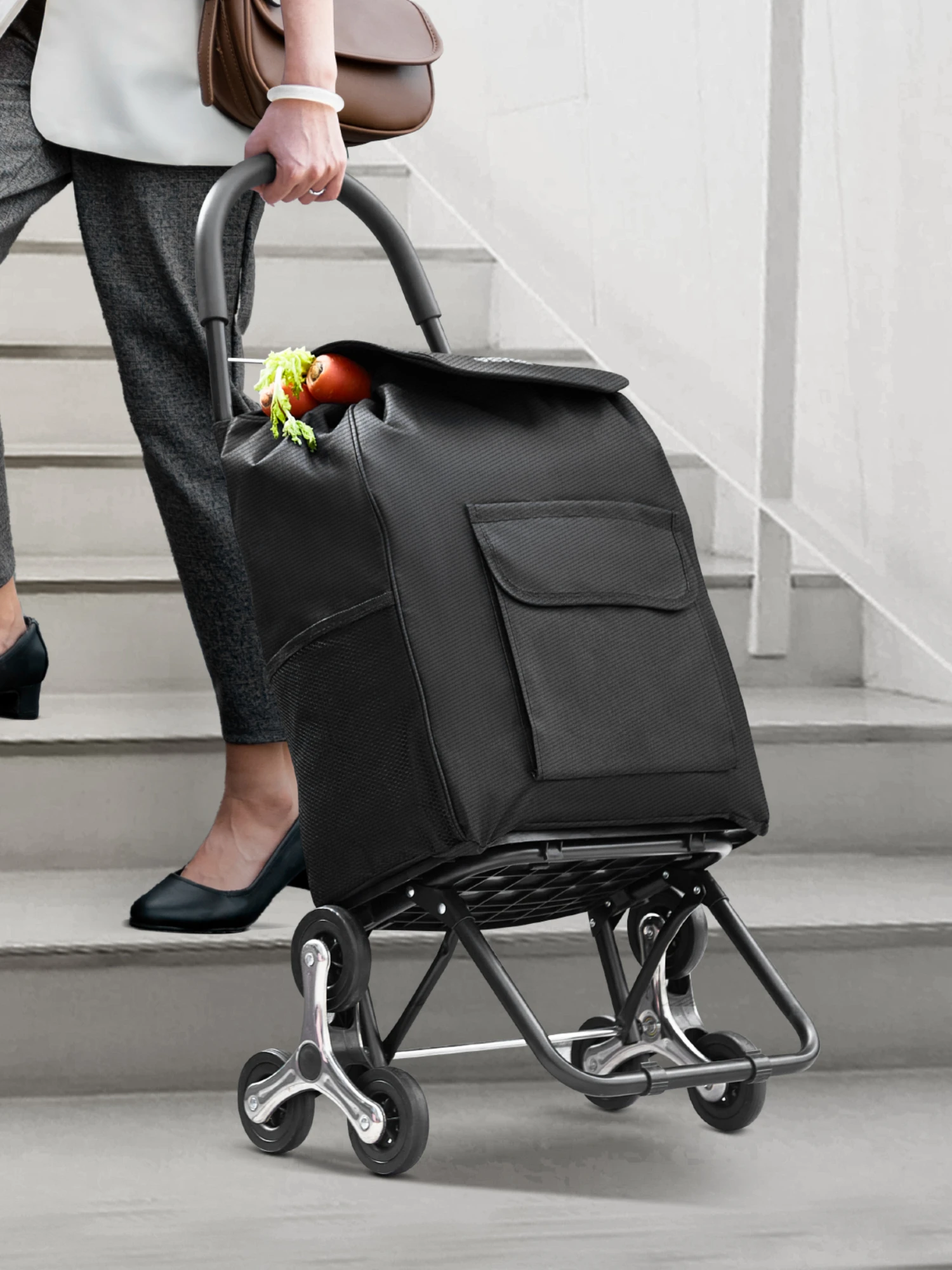 SucceBuy 36L 110Lbs Kruidenier Winkelwagen Opvouwbare Winkelwagen Handgetrokken Trolley Huishoudelijke Draagbare Opslag Trap Klimmen Handkar - afbeelding 2