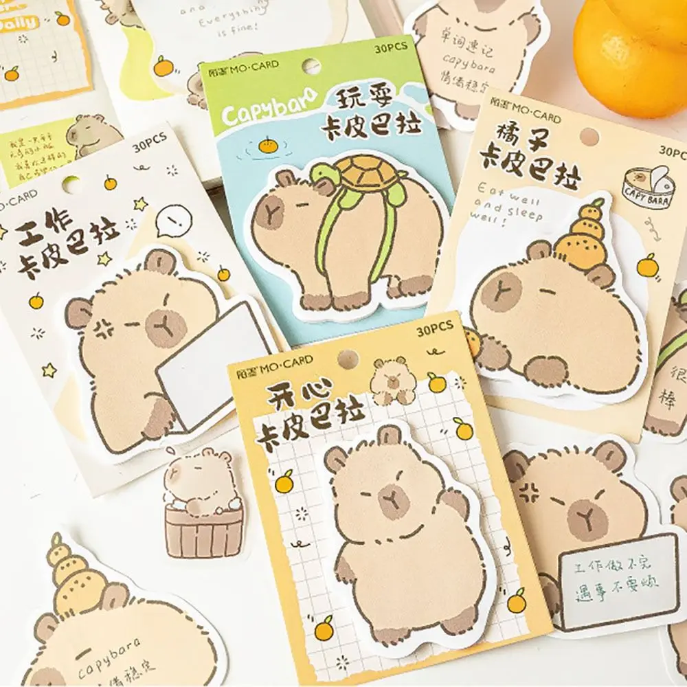 30Sheets Portable Capybara Sticky Notes Stationery Cartoon Notepad Notebook