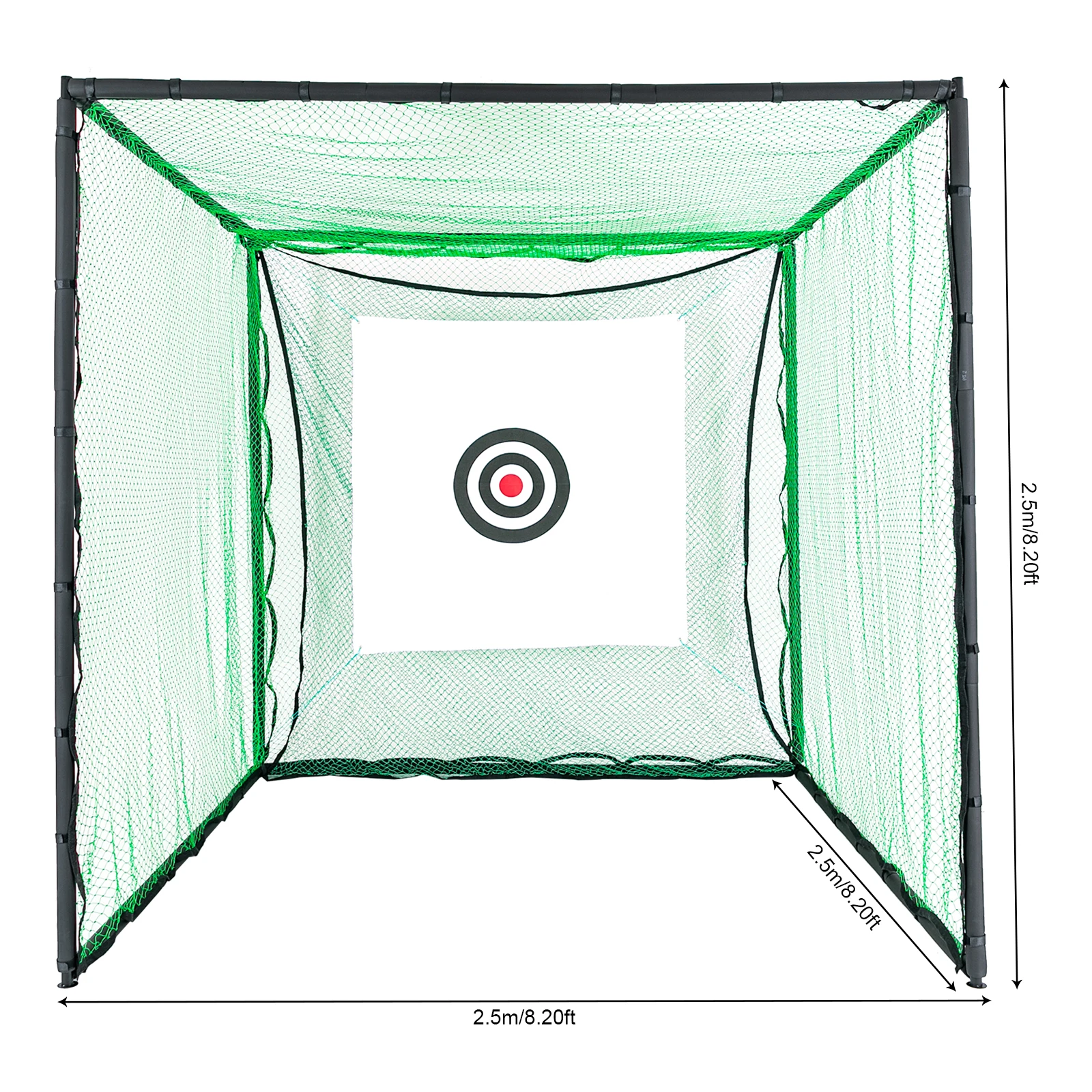 Golf Practice Net, Golf Strike Cage, 8.2ft x 8.2ft x 8.2ft, Durable Canvas, Polyethylene, and Iron, Easy Installation, Perfect