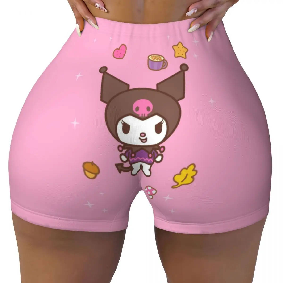 

Custom Cartoon Kuromi Skull Workout Biker Running Shorts Women Cute Rabbit Anime Gym Yoga Shorts