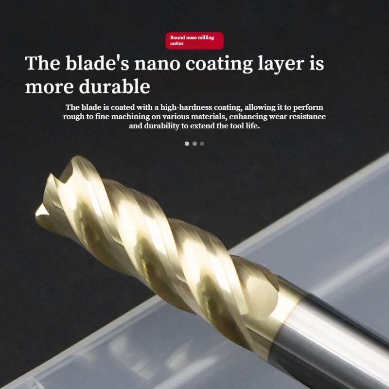 

HRC68 Tungsten Carbide Bullnose End Mill 4 Flutes R0.5 R1 CNC Router Tool for Stainless Steel